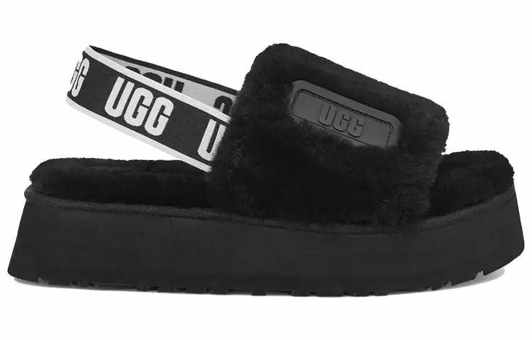 (WMNS) UGG Disco Slide Thick Sole Black Slippers 1112258-BLK 2 (WMNS) UGG Disco Slide Thick Sole Black Slippers 1112258-BLK - Image 2