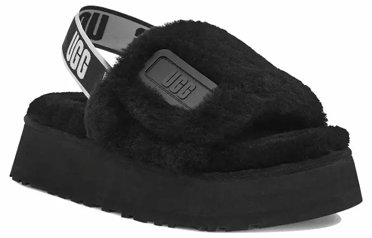 (WMNS) UGG Disco Slide Thick Sole Black Slippers 1112258-BLK 3 (WMNS) UGG Disco Slide Thick Sole Black Slippers 1112258-BLK - Image 3