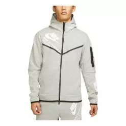 Men's Nike Printing Full-Length Zipper Cardigan Jacket Gray DM6475-063