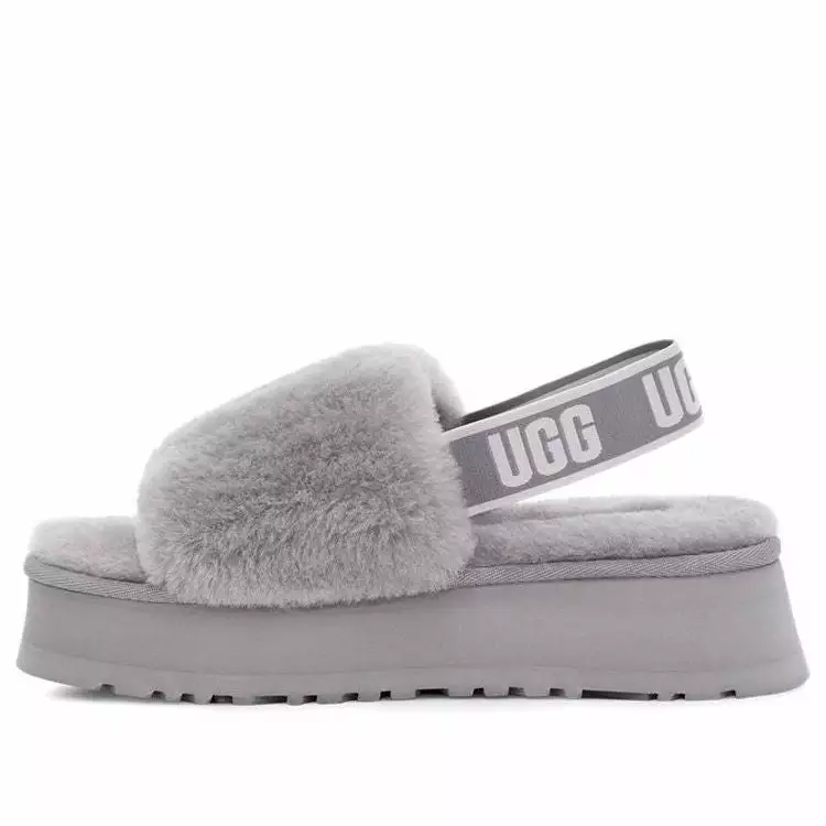 (WMNS) UGG Disco Slide Lightweight Cozy Thick Sole Gray Purple Colorblock 1112258-SAMT 1 (WMNS) UGG Disco Slide Lightweight Cozy Thick Sole Gray Purple Colorblock 1112258-SAMT