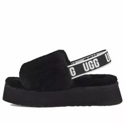 (WMNS) UGG Disco Slide Thick Sole Black Slippers 1112258-BLK