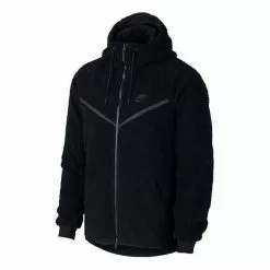 Nike Embroidered Logo Fleece Stay Warm Hooded Jacket Black AQ2768-010