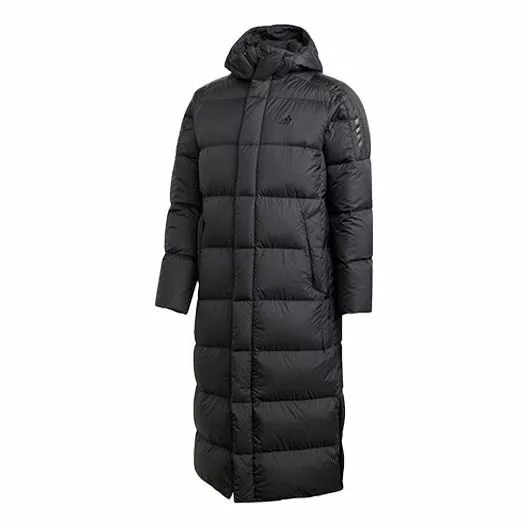 Adidas Windproof Stay Warm hooded mid-length Down Jacket Black GE9995 1 Adidas Windproof Stay Warm hooded mid-length Down Jacket Black GE9995